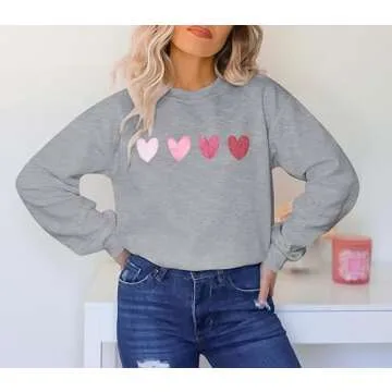 KNEYATTA Vintage Valentine Heart Sweatshirt for Women