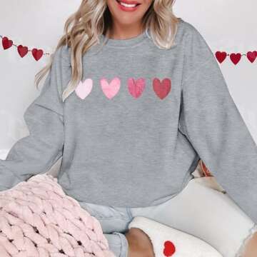 KNEYATTA Vintage Valentine Heart Sweatshirt for Women