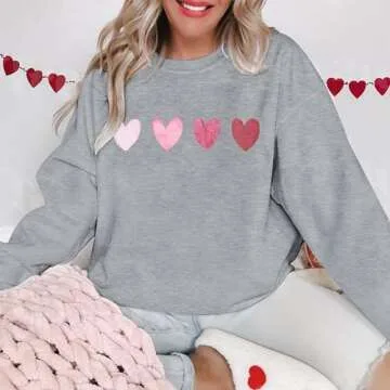 KNEYATTA Vintage Valentine Heart Sweatshirt for Women