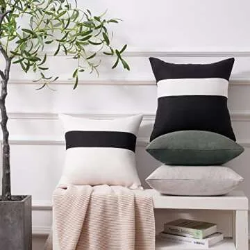 Luxury Black and White Throw Pillow Covers Set