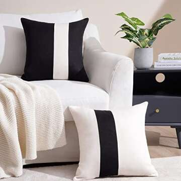 Luxury Black and White Throw Pillow Covers Set