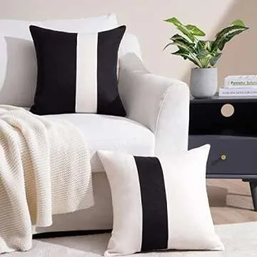 Luxury Black and White Throw Pillow Covers Set