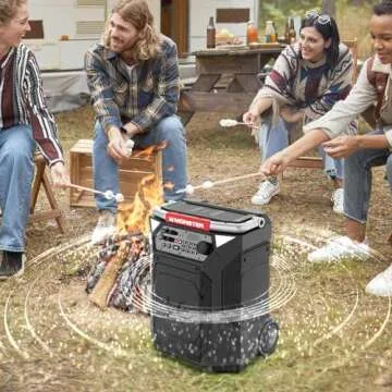 Monster Rockin’ Roller 360 Indoor/Outdoor Portable Bluetooth Speaker | Up to 240W of 360 Degree Sound & Up to 100 Hours of Playtime | Includes Microphone (Renewed)