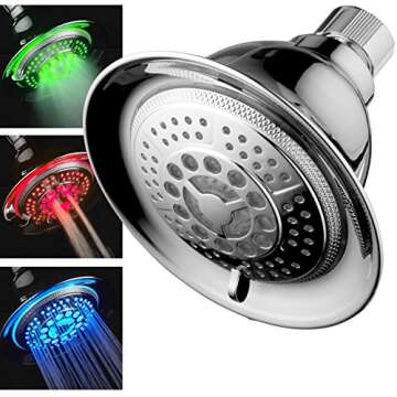 DreamSpa Color Changing LED Shower Head - Advanced Temperature Control & 5 Settings