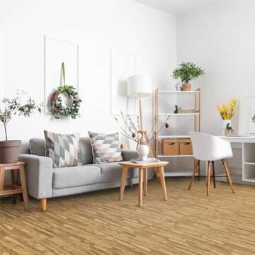 Sorbus Wood Floor Mats Foam Interlocking Wood Mats Each Tile 4 Square Feet 3/8-Inch Thick Puzzle Woo...