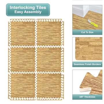 Sorbus Wood Floor Mats - Interlocking Comfort Tiles for Home