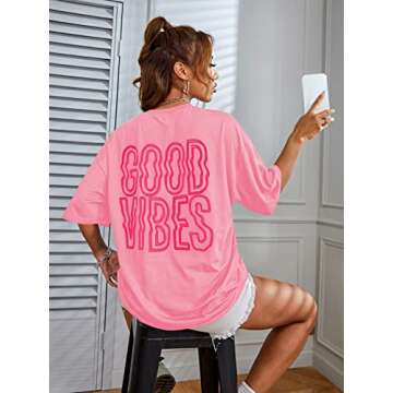 SOLY HUX Women's Stylish Oversized Graphic Tees - Summer Essentials
