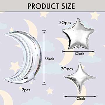 42pcs Moon and Star Balloons for Celebrations and Parties
