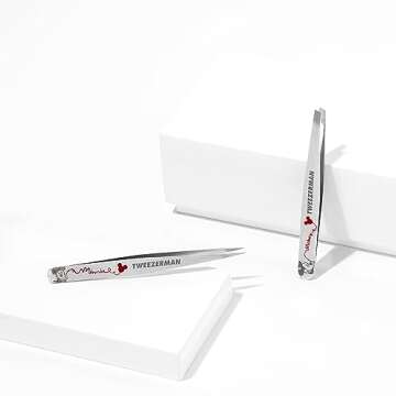 Tweezerman Disney's Mickey Mouse & Minnie Mouse Forever in Love Petite Point and Slant Set - Eyebrow for Women and Men Set