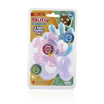 Nuby 3 Step Soothing Teether Set for Happy Teething Babies