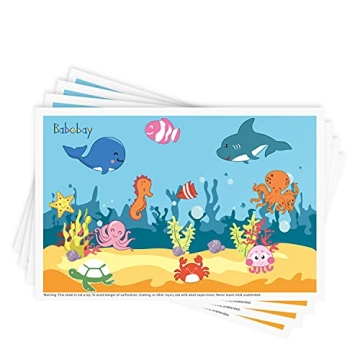 Disposable Stick-on Placemats 40 Pack for Baby & Kids, Toddler Placemats in Reusable Pouch 12" x 18"...