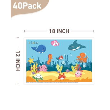 Disposable Stick-on Placemats for Babies & Kids 40 Pack
