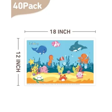 Disposable Stick-on Placemats for Babies & Kids 40 Pack