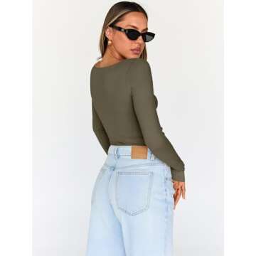 Trendy Queen Women's V Neck Long Sleeve Tops for All Occasions