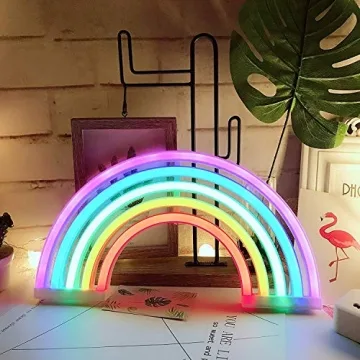 Vibrant QiaoFei Rainbow Light Sign for Festive Decor
