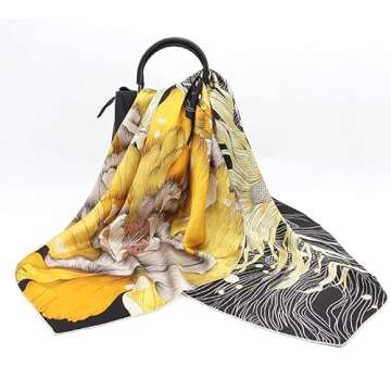 ANDANTINO 100% Silk Scarf 43" Large Square Lightweight Headscarf& Shawl–Women Hair Wraps-With Gift Packed