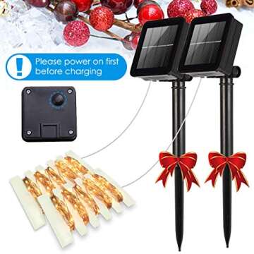 AMIR Upgraded Solar String Lights, 39Feet 120 LED Mini Copper Wire Lights, 8 Modes Waterproof Fairy ...