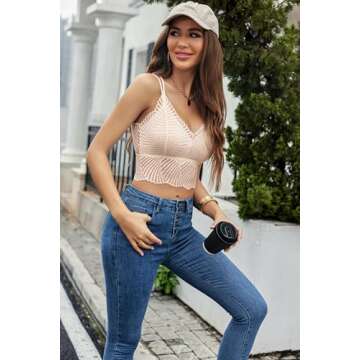 Avidlove Lace Racerback Bralette - Elegant Crop Top in Beige