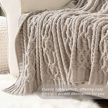 Battilo Light Grey Throw Blanket for Couch, Woven Chenille Knit Throw Blanket Versatile for Chair, 51 x 67 Inch Super Soft Warm Decorative Blanket for Bed, Sofa and Living Room