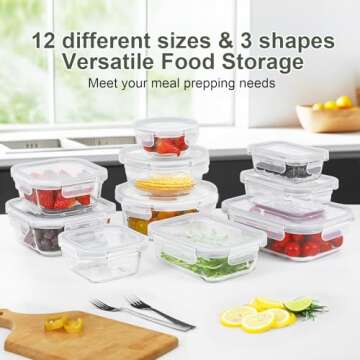 BAYZZ Airtight Glass Food Storage Containers Set 24 Pieces