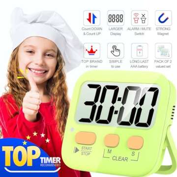 Antonki 2 Pack Digital Timer - Versatile Kitchen & Classroom Timer