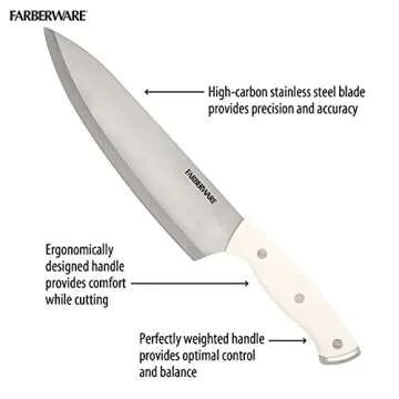 Farberware Edgekeeper Triple Riveted Knife Block Set with Built in Sharpener, 14-Piece, White