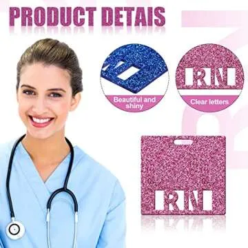 8 Pcs Registered Nurse RN Glitter Badge Horizontal Vertical Badge Holder RN ID Badge Card RN Tags for Nurse Coworkers Nursing Students (Cute Color,3.15 x 3.37 Inch)