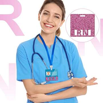 8 Pcs Registered Nurse RN Glitter Badge Horizontal Vertical Badge Holder RN ID Badge Card RN Tags for Nurse Coworkers Nursing Students (Cute Color,3.15 x 3.37 Inch)