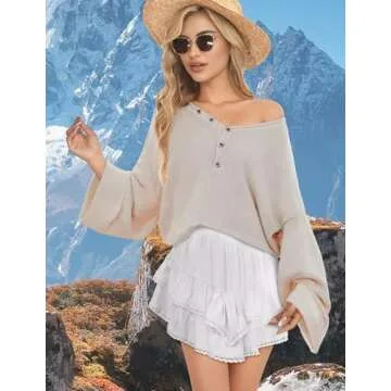 AURUZA Flowy Shorts for Women, Ruffle Tiered High Waist Pleated Boho Casual Swing Beach Mini Skirt Golf Tennis Crochet Shorts White