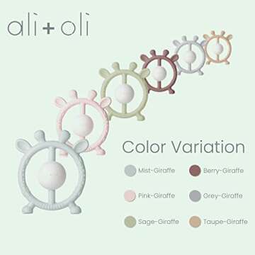 Ali+Oli Baby Teether & Rattle (Taupe Giraffe) Baby Teething Relief, Silicone Teethers for Babies 3+ ...