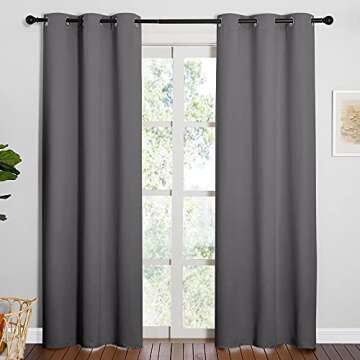 NICETOWN Noise Reducing Blackout Curtains 84" Long for Bedroom, Grey, 42" Wide, 2 Panels, Thermal In...