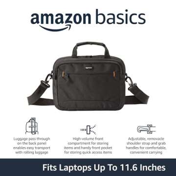 Amazon Basics Laptop Carrying Case Shoulder Strap, 1-pack, 11.6 inch, Black