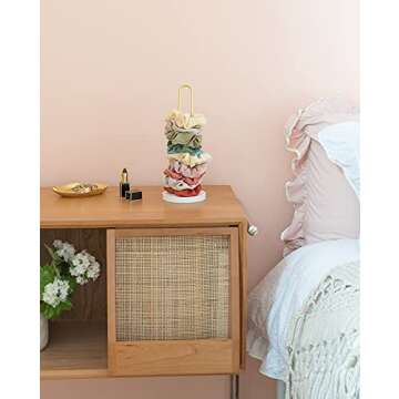 Mkono Scrunchies Holder Stand Hair Accessories Organizer Gold White Metal Scrunchies Tower Hold 25 -...