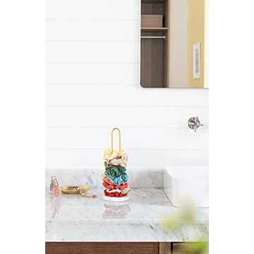 Mkono Scrunchies Holder Stand Hair Accessories Organizer Gold White Metal Scrunchies Tower Hold 25 - 35 Scrunchies Modern Vertical Hair Tie Organizer Jewelry Scrunchy Holder for Girls, White