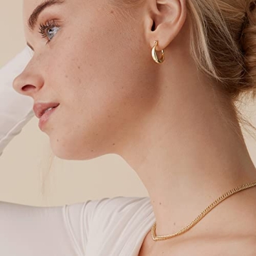 PAVOI 14K Gold Plated Chunky Hoop Earrings Women Sustainable