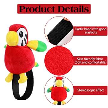Kathfly 3 Pcs Stuffed Parrot on Shoulder Pirate Costume Accessory Parrot Stuffed Animal Toy Pirate Parrot Shoulder Prop Halloween Costumes for Boys Girls, 4.8 x 4 Inch