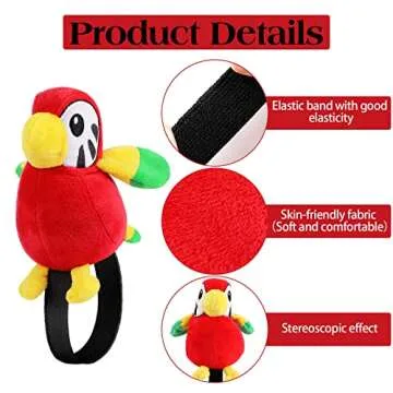 Kathfly 3 Pcs Stuffed Parrot on Shoulder Pirate Costume Accessory Parrot Stuffed Animal Toy Pirate Parrot Shoulder Prop Halloween Costumes for Boys Girls, 4.8 x 4 Inch