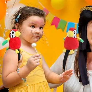 Kathfly 3 Pcs Stuffed Parrot on Shoulder Pirate Costume Accessory Parrot Stuffed Animal Toy Pirate Parrot Shoulder Prop Halloween Costumes for Boys Girls, 4.8 x 4 Inch