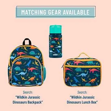 Wildkin Kids 14 oz Reusable BPA-Free Stainless Steel Water Bottle with Leak Proof Lid for Boys & Girls, Insulated, Durable, and Easy to Clean Water Bottles for Toddlers - Jurassic Dinosaurs