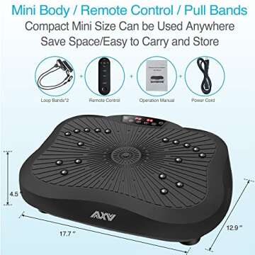 AXV Vibration Plate Exercise Machine Whole Body Workout Portable Mini Vibrate Fitness Platform Lymphatic Drainage Machine for Weight Loss Shaping Toning Wellness Home Gyms Workout