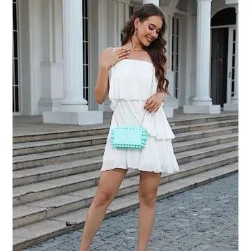 SharPlus Acrylic Beaded Pearl Clutch Purse for Women, Handmade Marble Evening Bag Handbag for Prom Party Bridal Wedding (aqua)