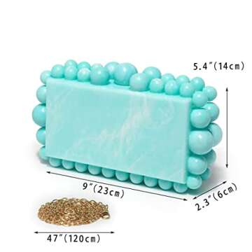 SharPlus Acrylic Beaded Pearl Clutch Purse for Women, Handmade Marble Evening Bag Handbag for Prom Party Bridal Wedding (aqua)