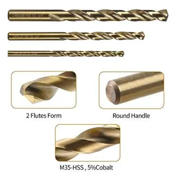 CaRoller Drill Bit Set - M35 Cobalt Drill Bit - 15 Pcs High Speed Steel Twist Jobber Length Drill Set 1/16"-3/8" for Hardened Metal, Stainless Steel, Cast Iron, Wood and Plastic with Round Shank