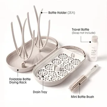 Compact MOTHER-K Travel Bottle Drying Rack Set for Parents