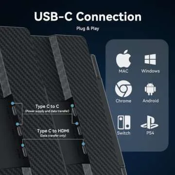 APILDELLA 14'' 1080P Portable Dual Monitor Extender for Laptops - USB C and HDMI, Plug-Play for Dual Display on Mac and Windows, Fits 13''-17.3'' Laptops