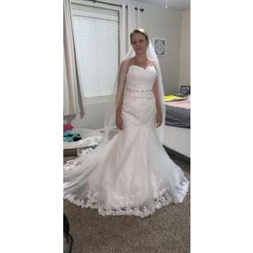 White Plus Size Wedding Dress Lace Long Wedding Dresses Mermaid Bridal Gown for Women Size 18W