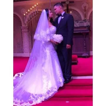 White Plus Size Wedding Dress Lace Long Wedding Dresses Mermaid Bridal Gown for Women Size 18W