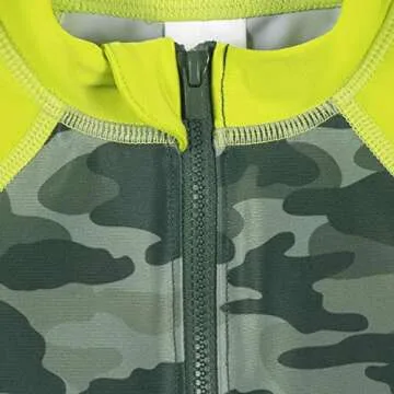 Gerber Boys' Toddler Long Sleeve One Piece Sun Protection Rashguard Swimsuit, Green Gator, 0-3 Months