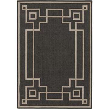 Mark&Day Outdoor Rugs, 6x9 Natalie Cottage Indoor/Outdoor Black/Camel Area Rug, Non Shedding Black Brown Carpet for Patio, Porch, Deck, Bedroom, Living Room or Kitchen (5'11" x 8'10")