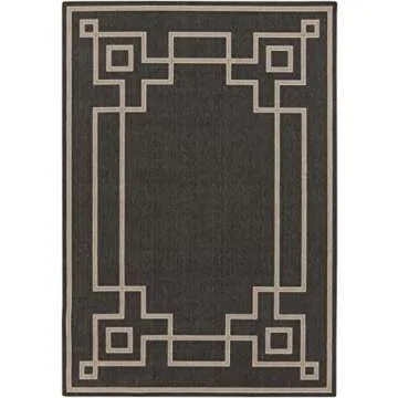 Mark&Day Outdoor Rugs, 6x9 Natalie Cottage Indoor/Outdoor Black/Camel Area Rug, Non Shedding Black Brown Carpet for Patio, Porch, Deck, Bedroom, Living Room or Kitchen (5'11" x 8'10")